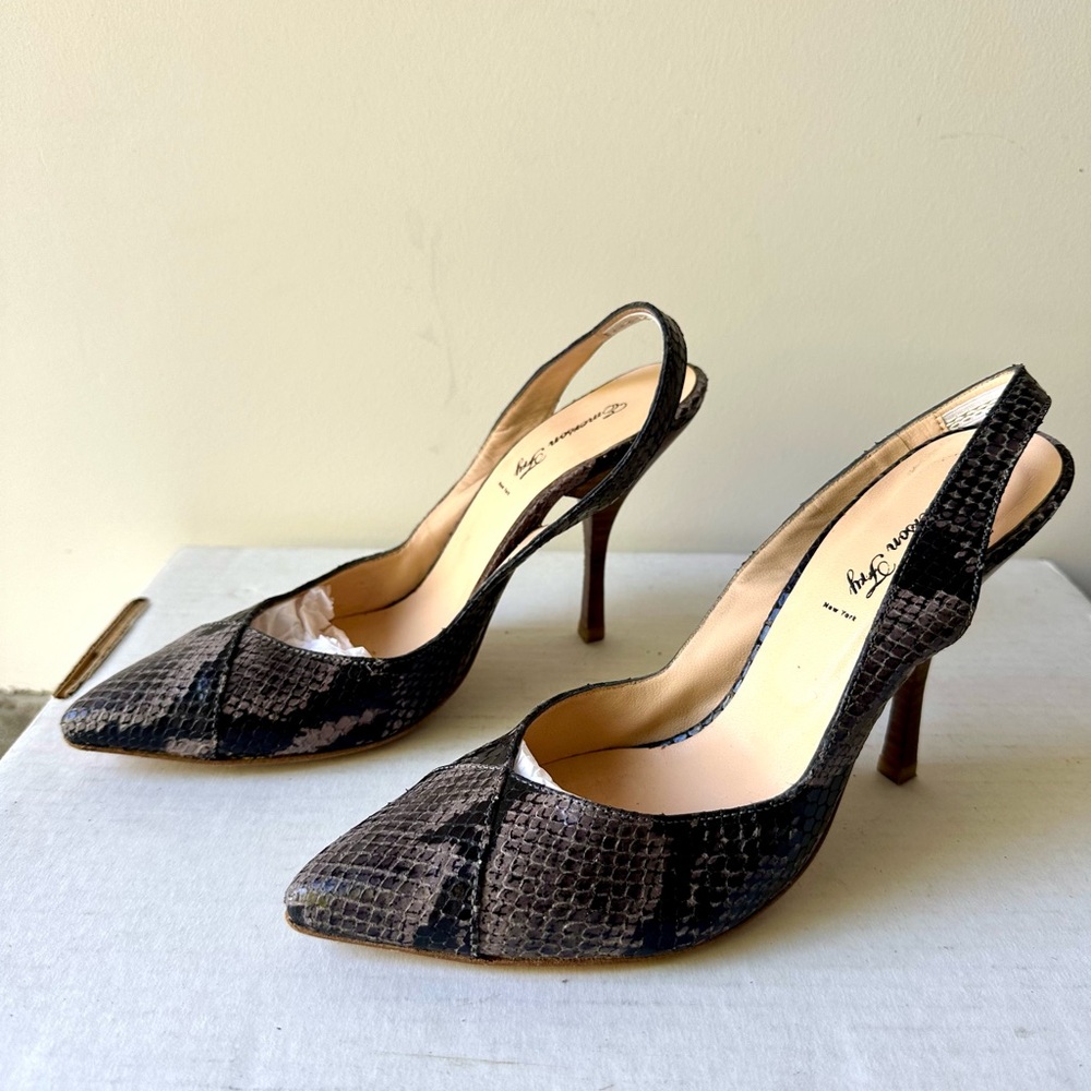 Emerson Fry Embossed Cobra Slingback Heels